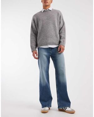 Hollister Vaqueros Azules Muy Holgados Con Lavado Oscuro Tintado Y 5 Bolsillos De - Gris