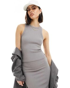 ASOS Seamless Sculpting Mixed Rib Singlet Top - Grey