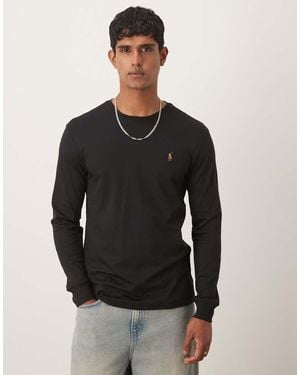 Polo Ralph Lauren Icon Logo Long Sleeve Pima Cotton T-shirt Custom Fit - Black