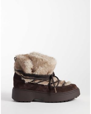 Tommy Hilfiger Lenie schnür-schneestiefel mit kunstfell - Braun