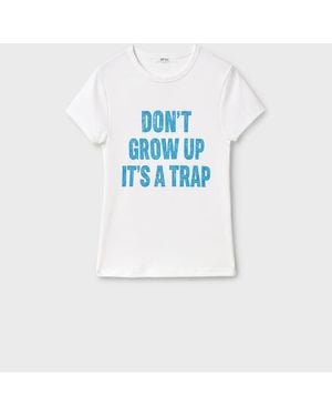 Stradivarius T-Shirt Met Korte Mouwen En Print - Blauw