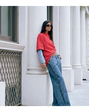 Lioness Vaqueros De Pierna Relajada Con Detalle De Botones Laterales En Denim Azul Lavado, Exclusivos