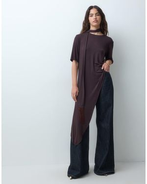 ASOS Asymmetrisches oberteil mit fransenschal - Blau