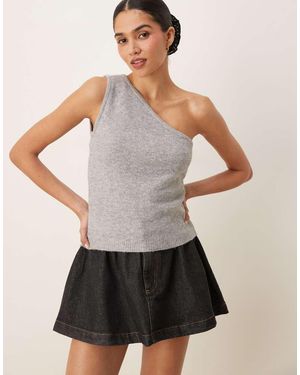 Aware One Shoulder Knitted Top - Grey