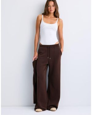 Stradivarius Soft-Touch Palazzo Trousers - Brown