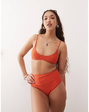 Collusion Braguitas De Bikini Naranja Tostado De Talle Alto Mix & Match De - Rojo