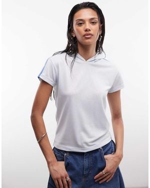 Collusion Airtex Hoodie Short Sleeve Tee - White