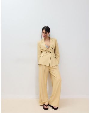Stradivarius Belted Blazer - Natural