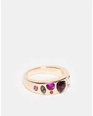 ASOS Ring With Heart Sparkly Crystals - White