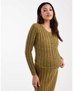 Mama.licious Mamalicious Maternity Ribbed Knitted Cropped Cardigan Co-ord - Green