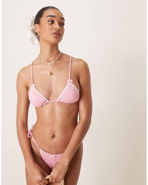 Wild Lovers – coconut bay – triangel-bikinioberteil aus häkelstoff - Pink
