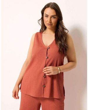Yours Clothing Textured Waistcoat - Orange