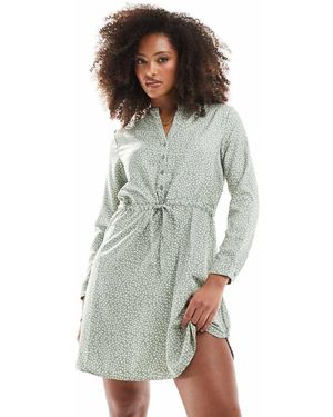 ONLY Vestido Verde Salvia Estampado Con Lazada En La Cintura De