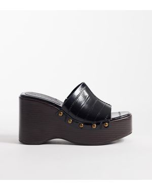 ASOS Tara Eel Effect Wedges - Black