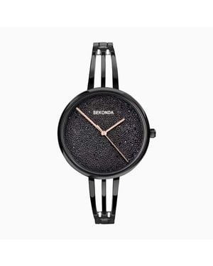 Sekonda Reloj Para Mujer Con Esfera Negra De 36 Mm Y Correa Semirrígida De Aleación Stardust De - Negro