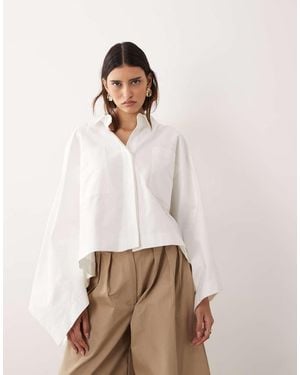 ARRANGE Oversized Cape Square Cut Cotton Shirt - Natural