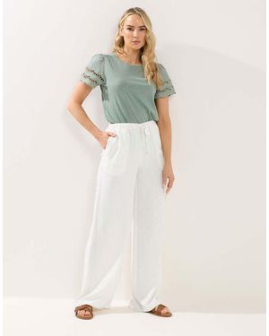 Long Tall Sally Wide Leg Linen Trousers - White
