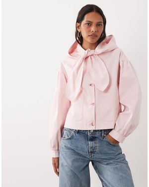Miss Selfridge Short Mac With Tie Neck Netail And Hood - Red