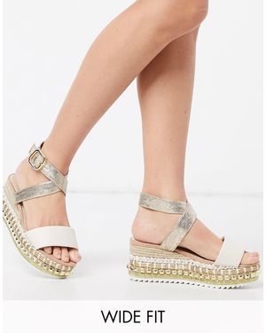 River Island Wide Fit – Flatform-Espadrilles - Natur