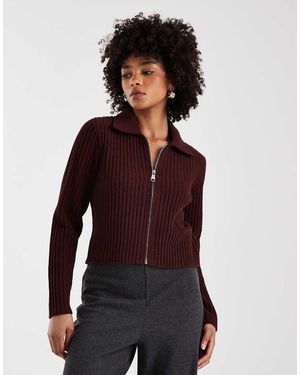 ONLY Zip Through Knitted Polo - Purple