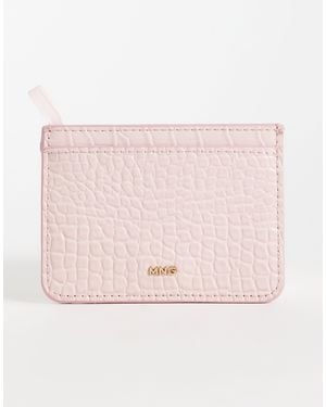Mango Croc Effect Card Holder - Pink