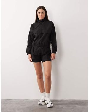 4505 Chaqueta De Chándal Negra Impermeable Sin Cierres Con Bolsillo En El Pecho De Tejido Antidesgarros - Negro