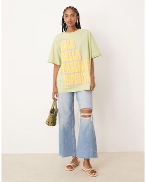 ASOS T-Shirt Oversize Salvia Con Grafica “Sole Della Passione” - Bianco
