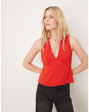 Abercrombie & Fitch Top Senza Maniche Con Scollo Profondo - Rosso