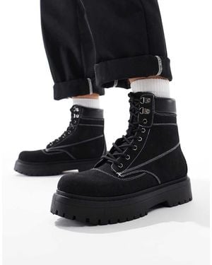 ASOS Lace Up Worker Boots - Black