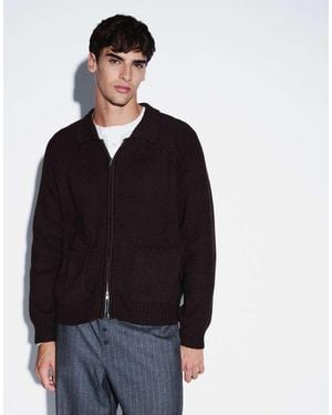 Cotton On Zip Through Knitted Bomber - Blue