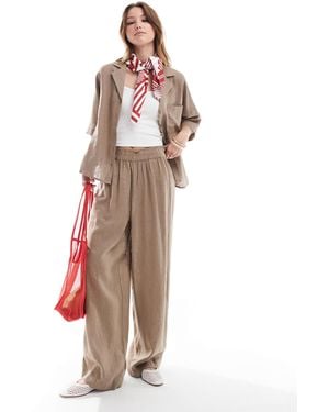 ONLY Linen Mix Wide Leg Trouser Co-ord - White