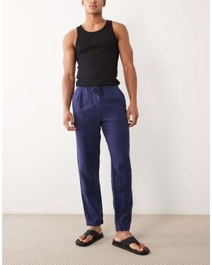 Polo Ralph Lauren Linen Drawstring Trousers - Blue
