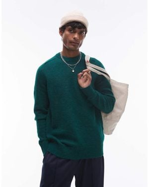 SELECTED Crew Neck Fluffy Alpaca Knitted Jumper - Green