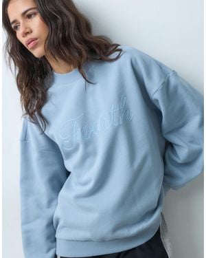 4th & Reckless Sweat-shirt en molleton avec logo 'fourth' et motif devant - Bleu
