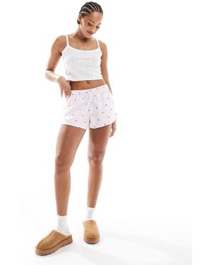 Hollister Pantaloncini Del Pigiama Stile Boxer Ampi A Vita Bassa Rossi A Quadretti - Bianco