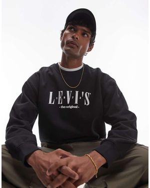 Levi's Sudadera Negra Holgada Con Logo Estampado En El Pecho Serif De - Negro