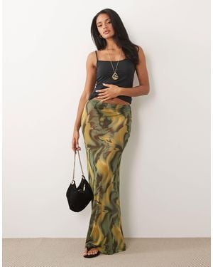 ASOS Sheer Mesh Maxi Skirt - Natural