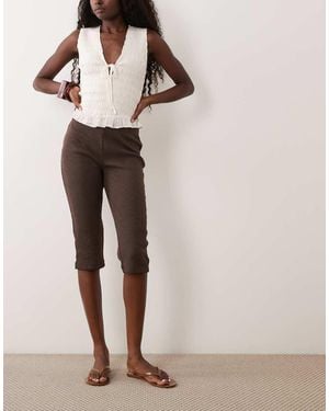 Miss Selfridge Co-Ord Con Pantaloni Capri Cioccolato - Marrone