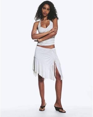Monki Asymmetric Ruched Mini Skirt - White