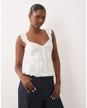 Gina Tricot Cotton Rich Corset Sleeveless Blouse - White