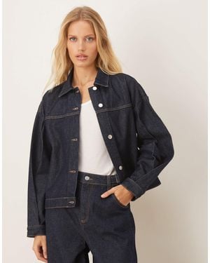 ASOS Boxy Denim Jacket With Back Pleat - Blue