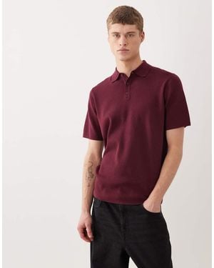 ASOS Short Sleeve Knitted Polo - Red