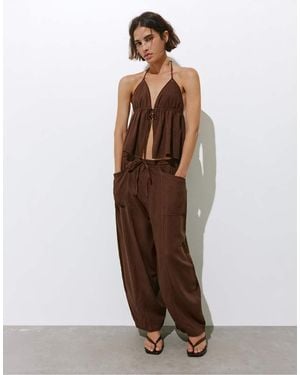 Pull&Bear Broek Van Linnenmix - Bruin