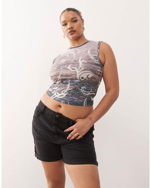 Noisy May High Waisted Denim Shorts - Black