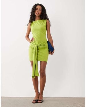 ASOS Cotton Elastane Wrap Mini Dress - Green