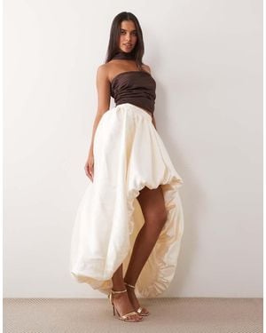 ASOS Puffball Maxi Rok Met Asymmetrische Zoom - Naturel