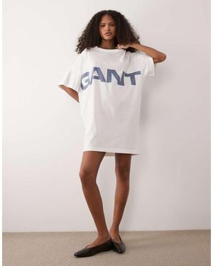 GANT Chest Logo Oversized T-Shirt Dress - Natural