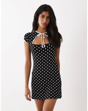 Miss Selfridge Keyhole Dress With Contrast Binding - Black
