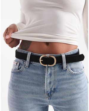 Pieces Suede Double Buckle Belt - Blue