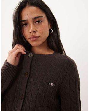 GANT Cardigan A Trecce Marrone - Nero